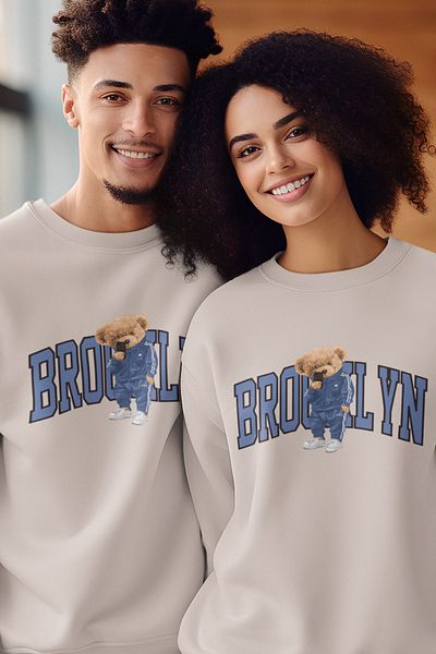 SUNFREE BROOKLYN TEDDY PRINTED ΖΕΥΓΟΣ ΑΓΑΠΗΜΕΝΟΣ ΣΥΝΔΥΑΣΜΟΣ OVERSIZE ΜΠΕΖ ΦΟύτερ
