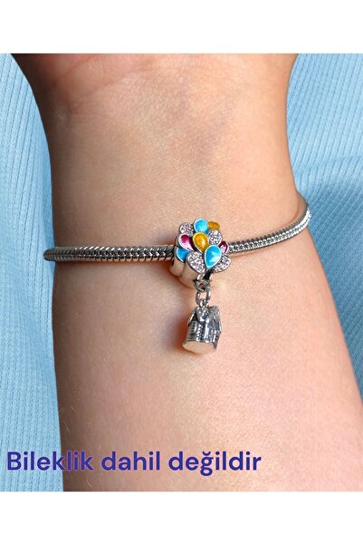 Myra Premium Steel Charm - Home and Balloon Dangle