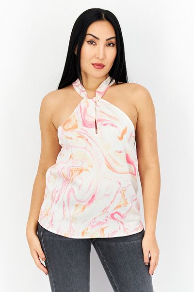 Aqua Women Halter Neck Sleeveless Printed Top, Pink