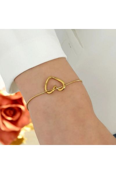 zeynep Z&D Accessory 316L Steel Gold Anti-Tarnish Heart Bracelet