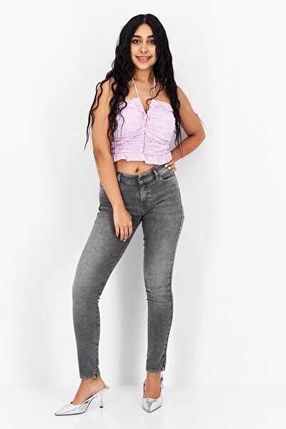 WAYF Women Halter Neck Straight Across Textured Top, Lavender