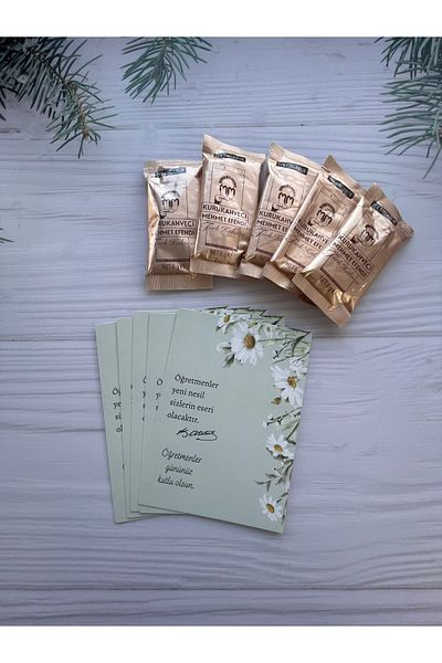 eylülün etiket fabrikası Teachers' Day Themed Coffee Card Single Drinker Turkish Coffee with Gift - 10 Pieces