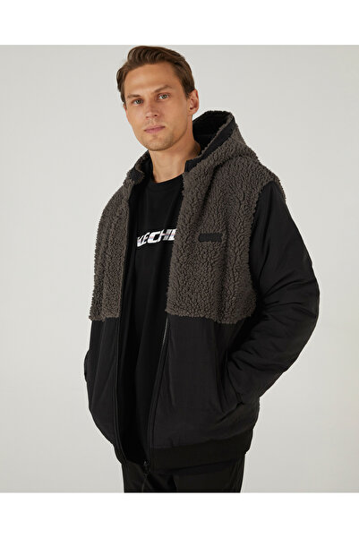 SKECHERS M Outdoor Fleece Reversible Full Zip Sherpa Erkek Gri Çift Taraflı Mont S242252-003