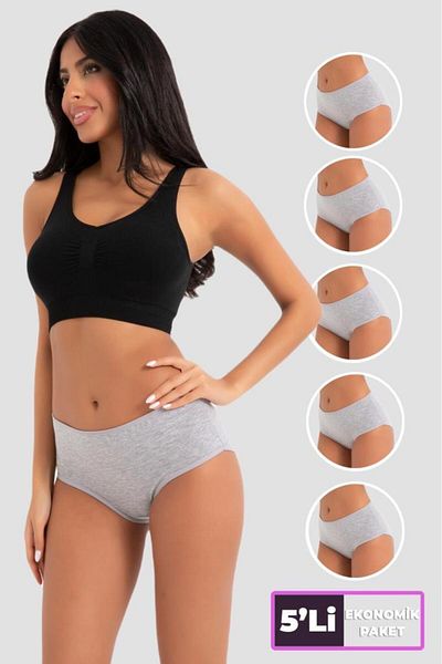 Almila High Waist Elastane Bato Women's Panties - Compact Combed Cotton, Thick Side, 5 PCS 2056