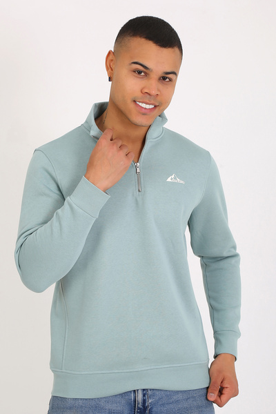 LACİVERTMEN 5259-2 Φούτερ υψηλής ποιότητας με τρεις κλωστές με μισό φερμουάρ Relax Fit