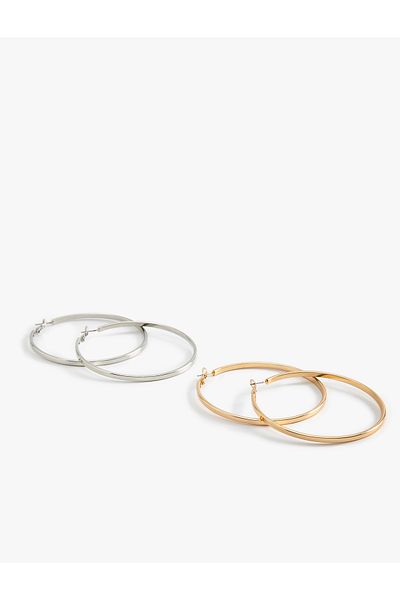 Koton Set of 2 Steel Hoop Earrings