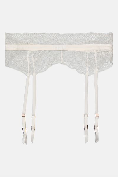 Etam Women Lace Suspender Belt, White