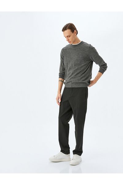Koton Straight Fit Viscose Blended Pocket Detailed Buttoned Fabric Trousers