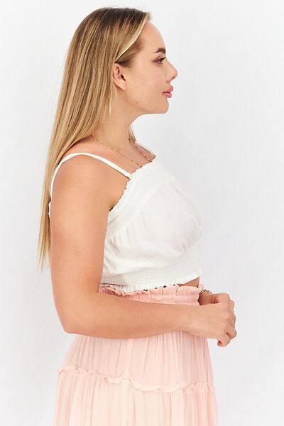 Aqua Women Square Neck Sleeveless Textured Top, White