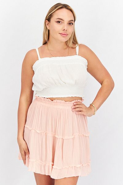 Aqua Women Square Neck Sleeveless Textured Top, White