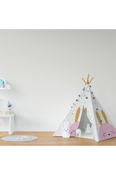 Şen Dekorasyon PEMBE TAVŞAN ÇOCUK OYUN ÇADIRI (MİNDERLİ)