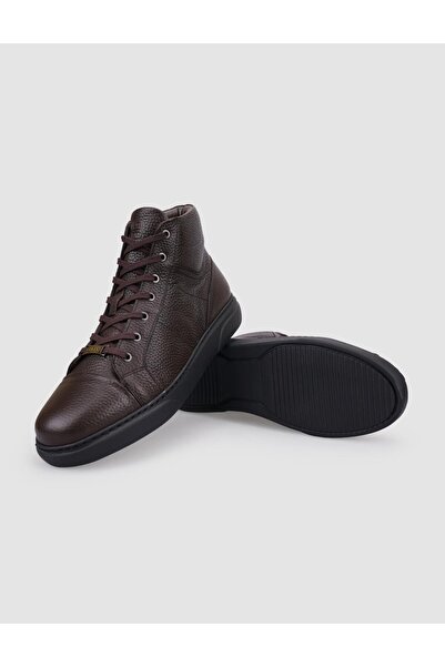 Cabani 100% Genuine Leather Brown Sheepskin Zippered Lace up Men's Boots