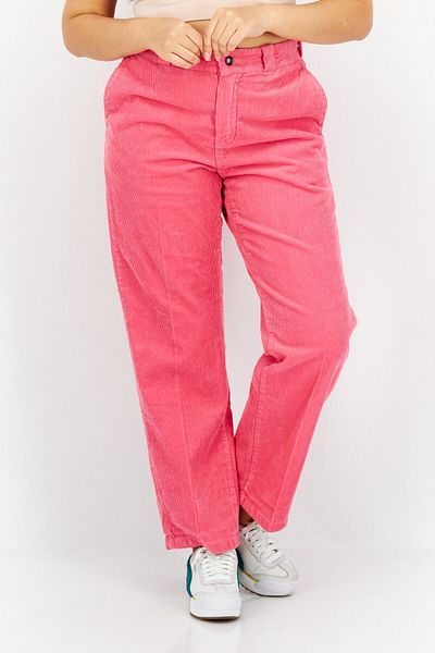 Replay Women Corduroy Stretchable Pants, Dark Pink