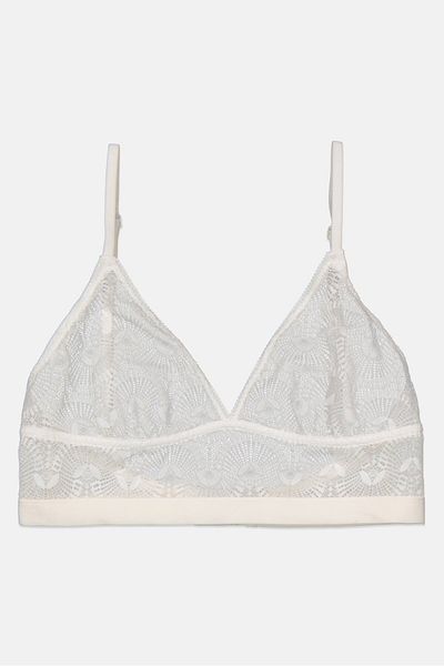Etam Women Textured Non Padded Triangle Bra, White