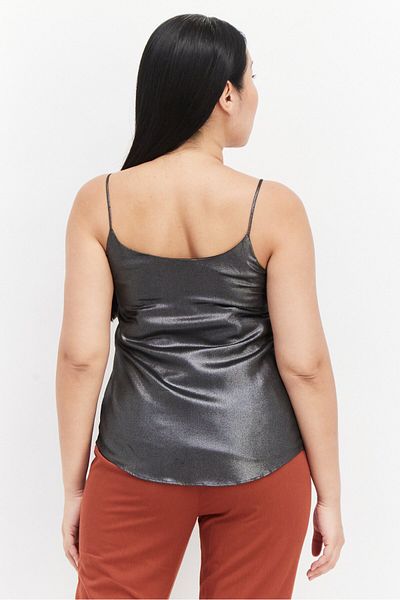 Bar III Women Scoop Neck Sleeveless Plain Top, Grey