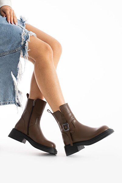 FOLLİNİ Kadın Hakiki Deri Bot Kahverengi