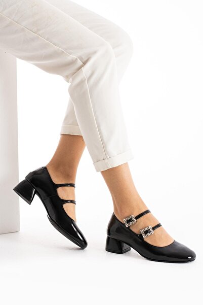 FOLLİNİ Μαύρο λουστρίνι - Γνήσιο δέρμα Γυναικεία Παπούτσια, με Αξεσουάρ