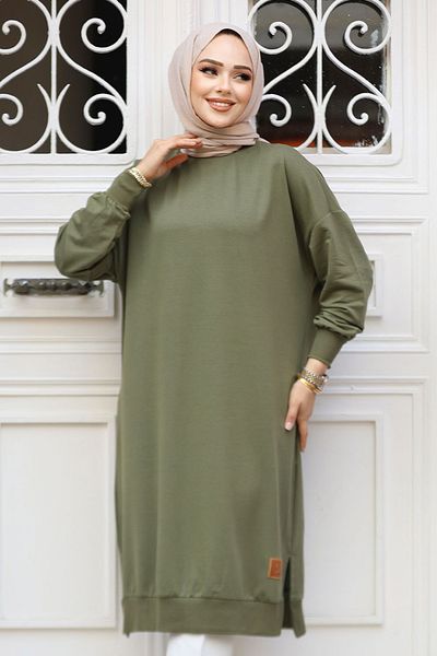 Neva Style Туника с хиджаб в цвят каки 30645Hk