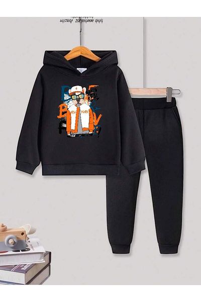 BENROMA Set de trening pentru copii unisex - cu ochelari, imprimeu text, mucegai supradimensionat