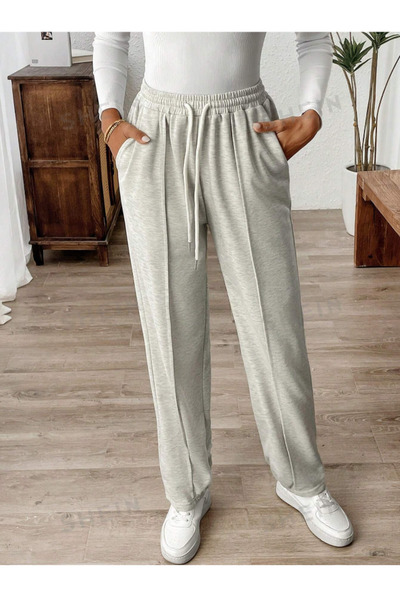 yx yustex sport Pantaloni de trening gri largi EasyMove, cu croială lejeră, d...