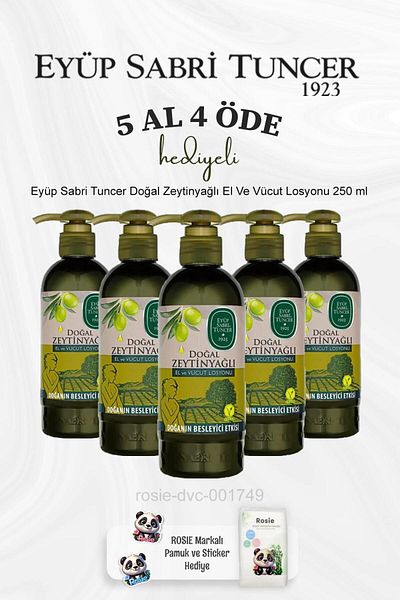 Eyüp Sabri Tuncer Natural Olive Oil Hand and Body Lotion 250 ml Buy 5 Pay 4 and Cotton