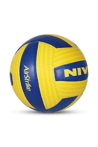 Nivia Airstrike Pu Volleyball | Yellow/blue | Size 4 | Latex Bladder | Abrasion Resistant