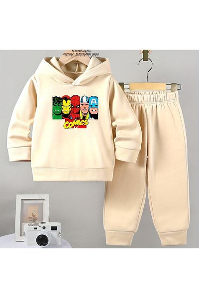 BENROMA Set de trening pentru copii unisex - imprimat cu benzi desenate, supradimensionat