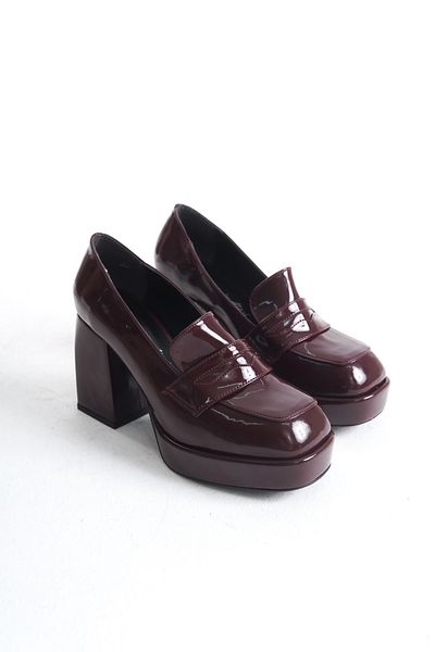 Ayakkabı Ateşi Mocasnic cu platformă Harrie Burgundy - Toc gros pentru femei