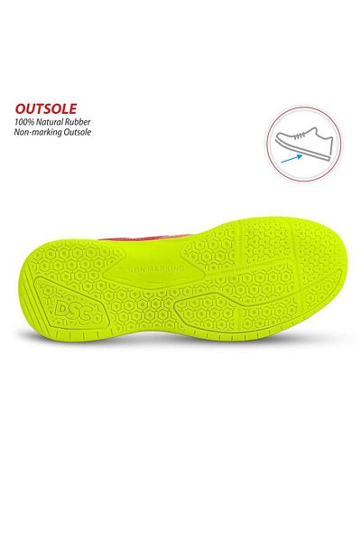 DSC Akido Badminton Shoes | Red/fluoro Yellow | 3 Uk/4 Us | Pvc | Non-marking Outsole