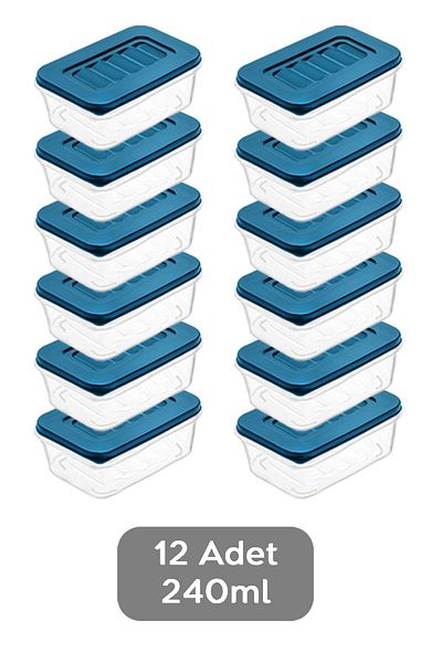 Meleni Home 12X240Ml Blue Refrigerator Organizer - Microwave and Diffraction Convenient Storage Container