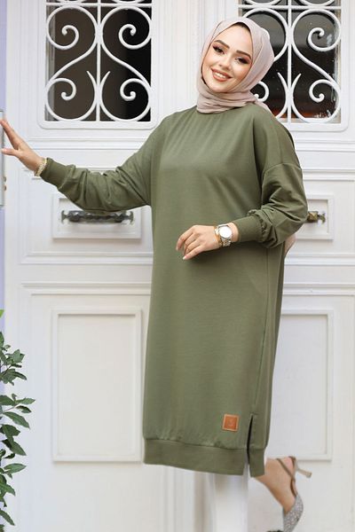 Neva Style Туника с хиджаб в цвят каки 30645Hk