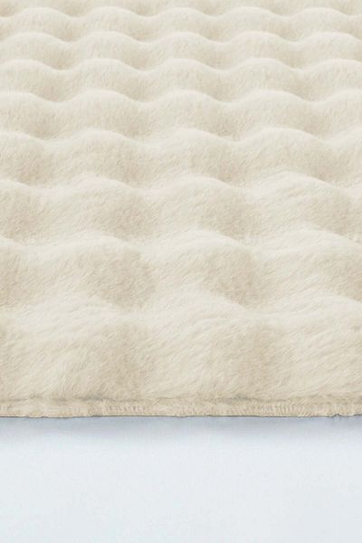 Raschel Carpet Balat Carpet 3' Non-Slip Base Bubble Plush Bath Mat Cream 50X50 (Round)-50X50 and 50X70