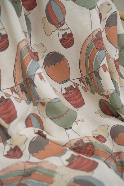 Tuğba Kuğu Printed Muslin Fabric |   Little Bears with Balloons
