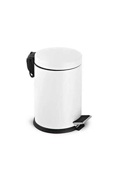 KAREN BANYO سلة مهملات معدنية بدواسة حمام للمطبخ سعة 3 لتر باللون الأبيض 811b