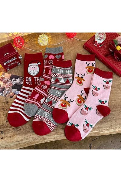 socksbox Unisex Κάλτσες με θέμα την Πρωτοχρονιά-Χριστούγεννα-Χριστούγεννα - 5 Ζεύγη/Ζεύγη/36-40