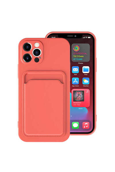 noktaks Compatible with iPhone 12 Pro - Ofix Cover with Case Camera Protection Card Compartment - Dark Orange - T16886