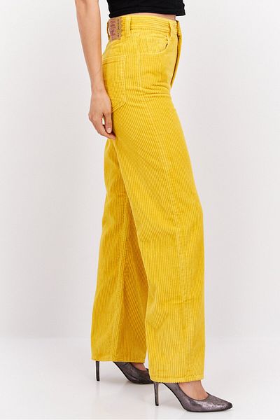 Levi's Women Loose Fit Textured Corduroy Pants, Yellow
