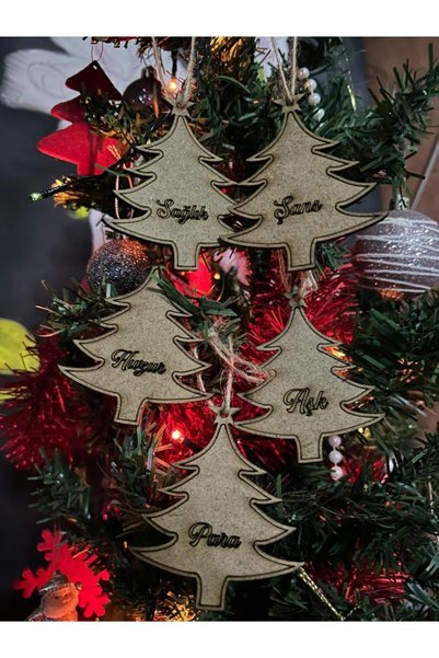 Elfora Christmas Tree Decorations Beautiful Wishes Set of 5 Tree Model Wooden New Year Tree Ornament Meaningful Quotes