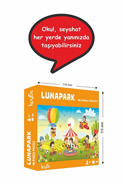 LİPYOS 40 Parça Lunapark Mukavva Mini Puzzle 10 Adet