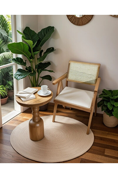METSAN AKSESUAR Luna Hasırlı Sandalye Natural Cilalı