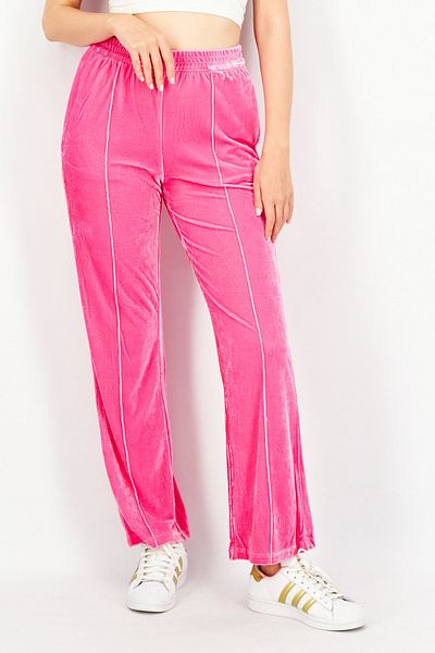 Steve Madden Women Regular Fit High Rise Textured Pull-on Palazzo Pant, Pink
