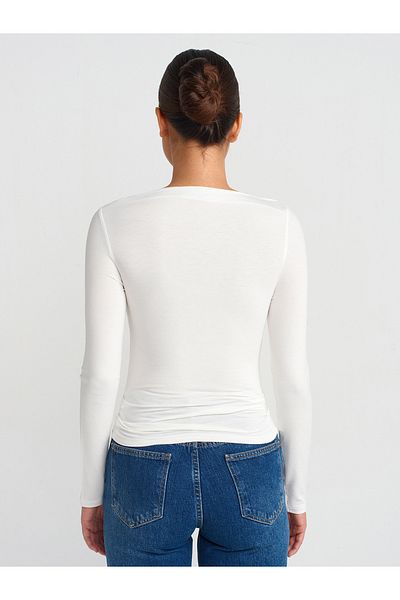 Dilvin 31213 Boat Neck Μακρυμάνικο Ball-Ecru
