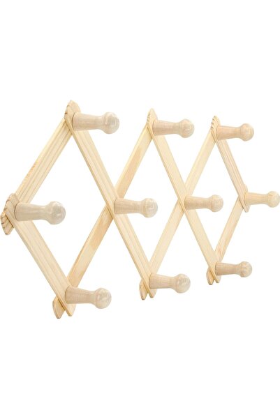 Ahşap Duvar Askısı Akordiyon Askı Kapı Askısı 10 Topuzlu uzayan