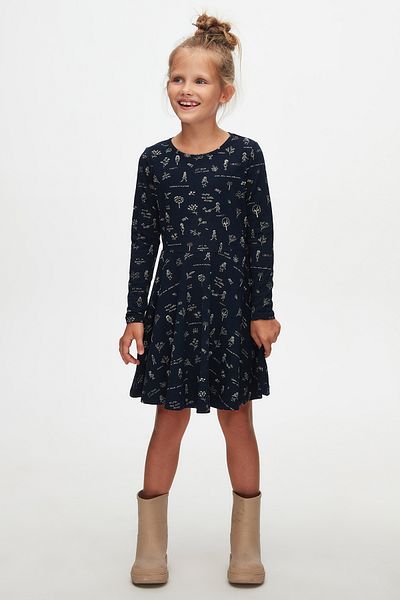 LOVETTI Botanic Love Girl's Pattern Long Sleeve Dress