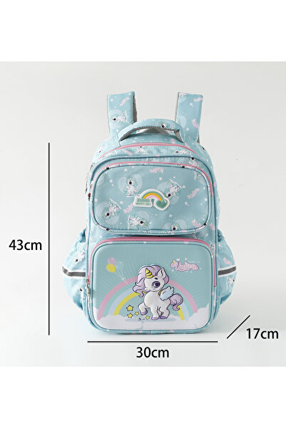 Fab N Funky Classic Unicorn Backpack, Spacious Compartment, Adjustable Strap, 17 Inches, 3 Years+ - Blue