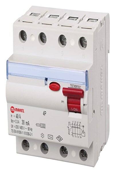 MAKEL Sigorta 40 Amper 3P+N 30 Ma Kaçak Akım Rolesi 34001008