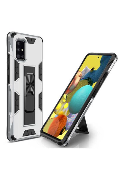 kilifone غطاء حماية متوافق مع هاتف Galaxy A71 مع حامل قابل للطي - رمادي - T14108