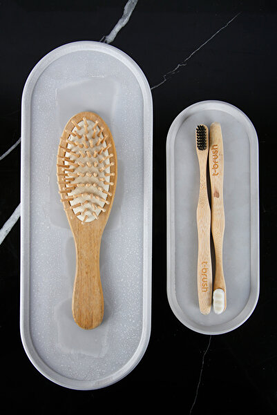 betonmall Handmade 2-Piece Concrete Tray Presentation Holder Organizer Organizer Oil Pot