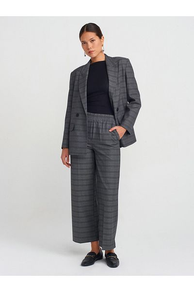 Dilvin 71579 Wide Leg Pants-Gray
