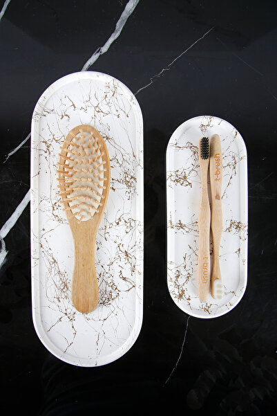 betonmall El Yapımı 2'li Beton Tepsi Sunumluk Organizer Düzenleyici Yağdanlık